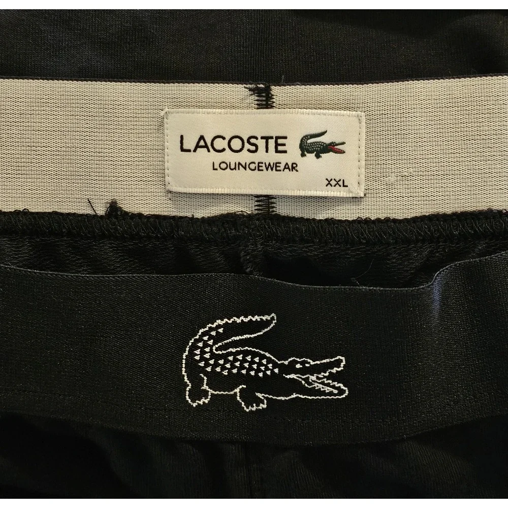 NWT Lacoste CROCODILE LOGO Cotton Stretch Knit Pajama Lounge Pants XXL Black